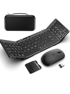 Foldable Wireless Keyboard and Mouse Set - Black